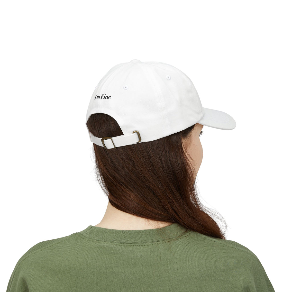 Dad Cap – Embroidered 'Burnout' Floral Logo with 'I'm Fine' Back Text