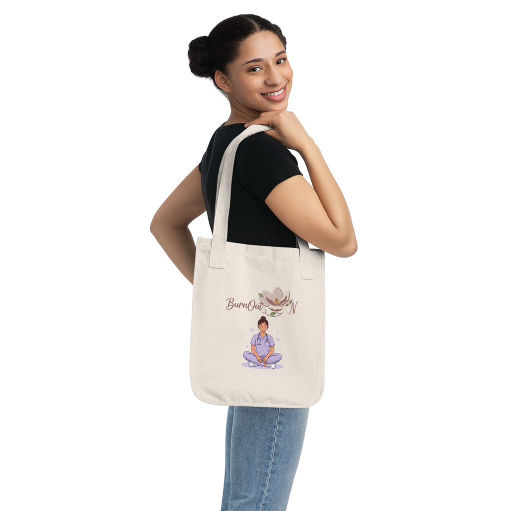 Organic Canvas Tote Bag — 'I'm Fine' Nurse Burnout Awareness Tote