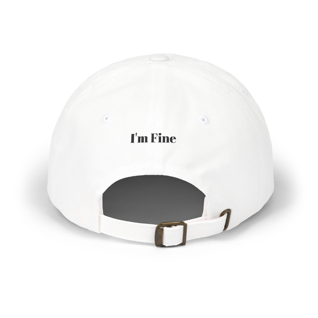 Dad Cap – Embroidered 'Burnout' Floral Logo with 'I'm Fine' Back Text
