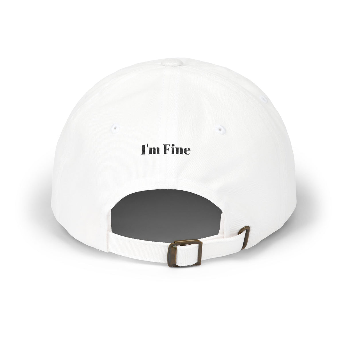 Dad Cap – Embroidered 'Burnout' Floral Logo with 'I'm Fine' Back Text