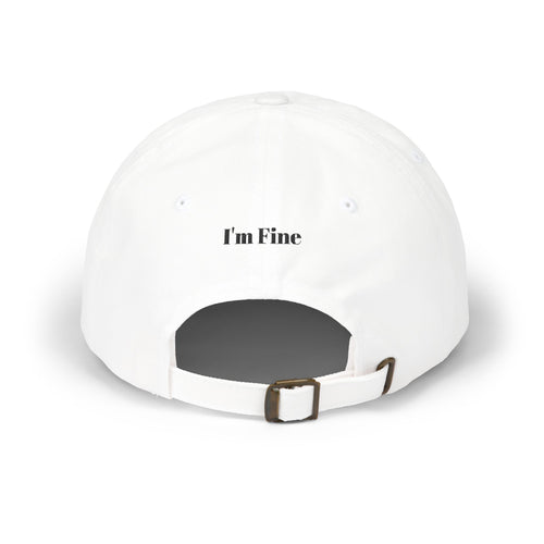 Dad Cap – Embroidered 'Burnout' Floral Logo with 'I'm Fine' Back Text