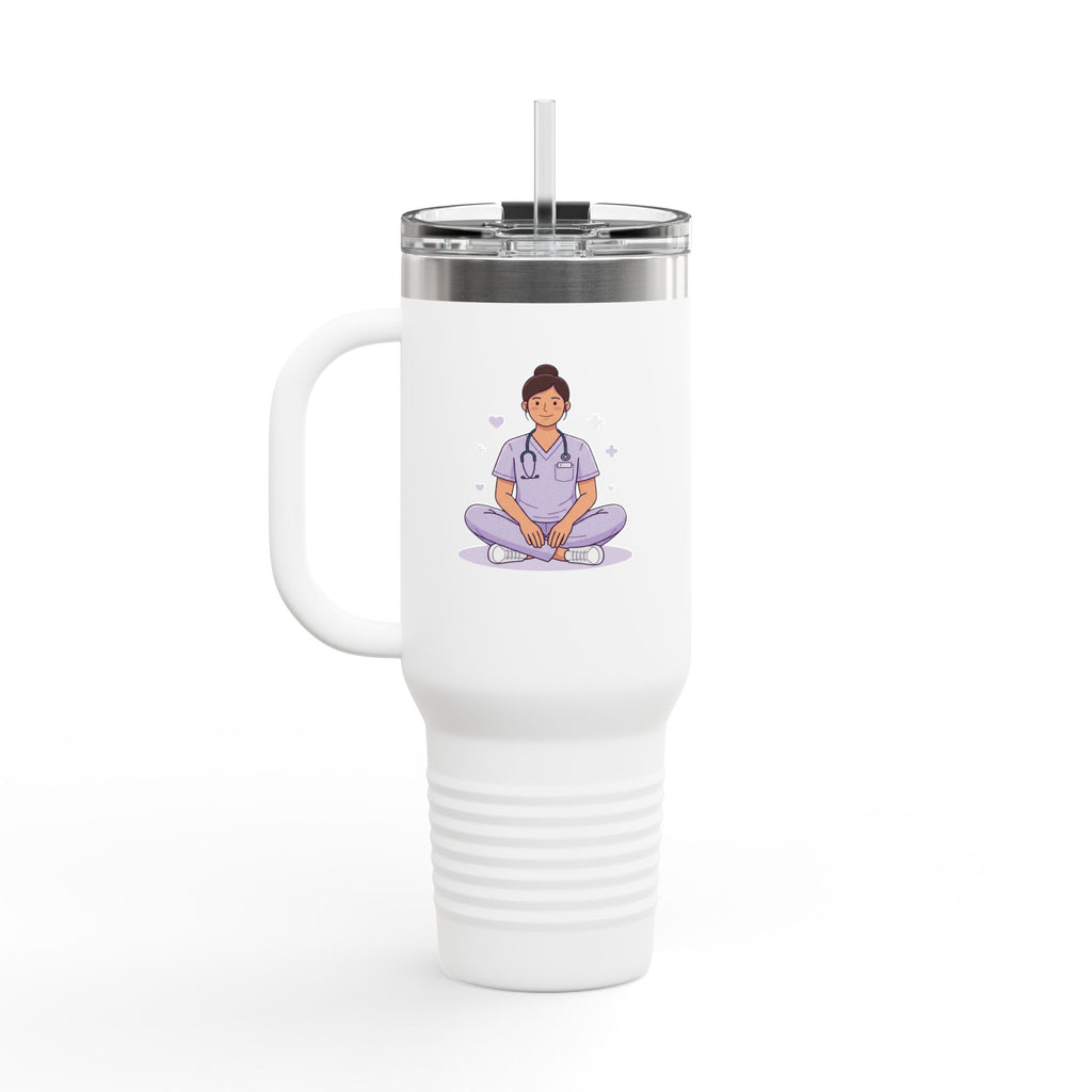 40oz Insulated Travel Mug – ‘Burnout’ Floral Thermal Tumbler