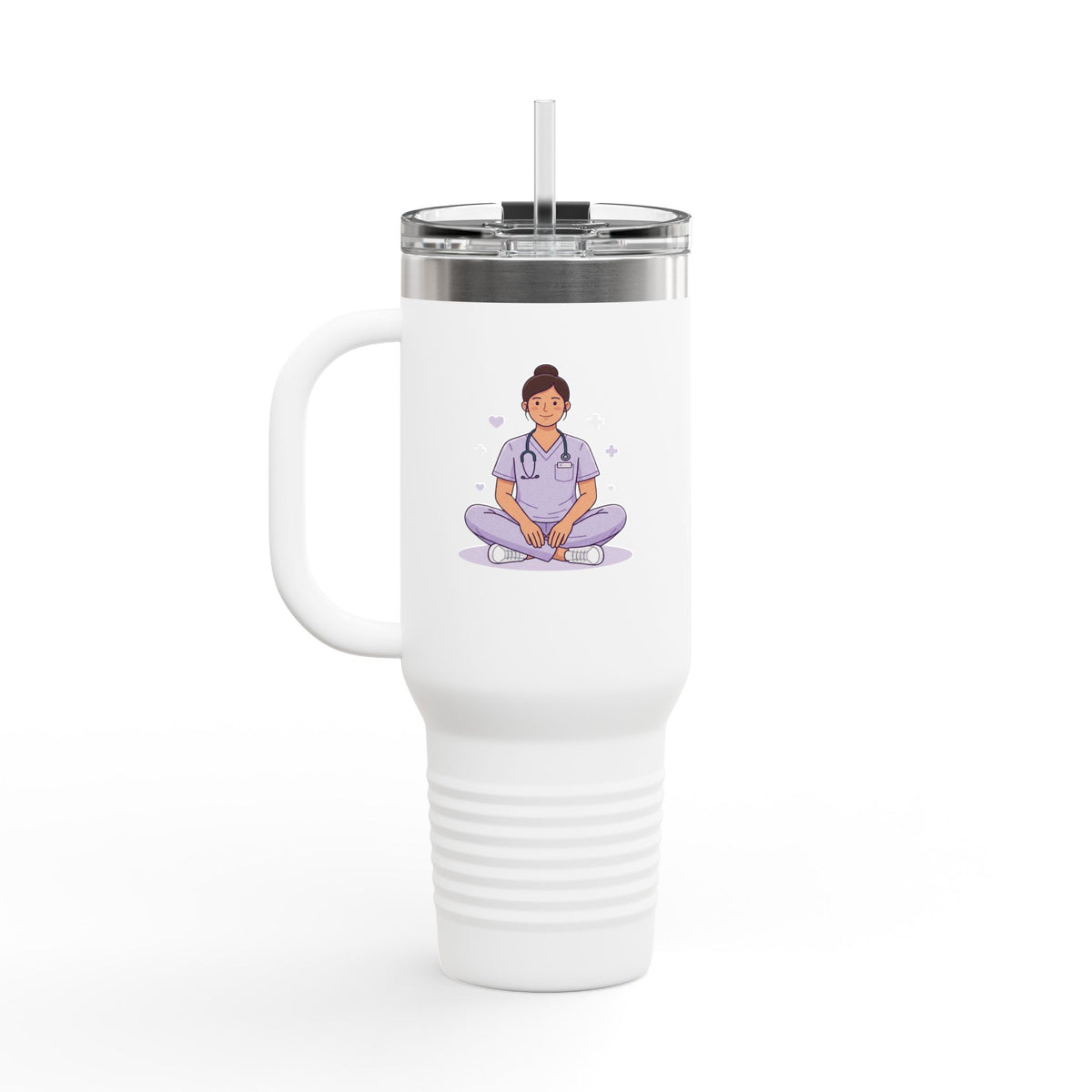 40oz Insulated Travel Mug – ‘Burnout’ Floral Thermal Tumbler
