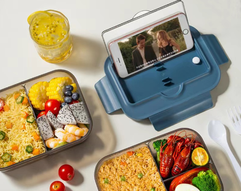 Japanese Style Microwaveable Lunch Box with Compartments & Cutlery