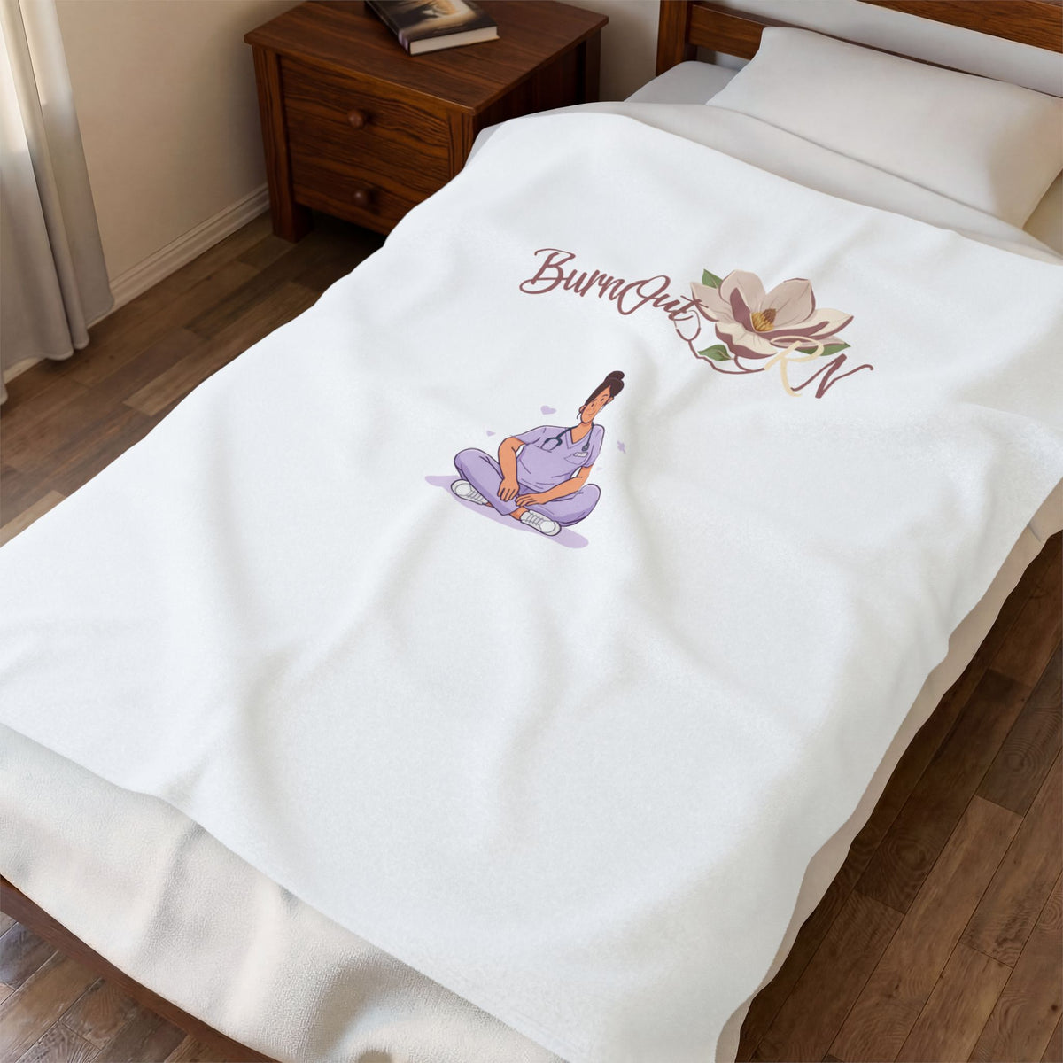 Velveteen Plush Blanket — Burnout Nurse Meditation Design