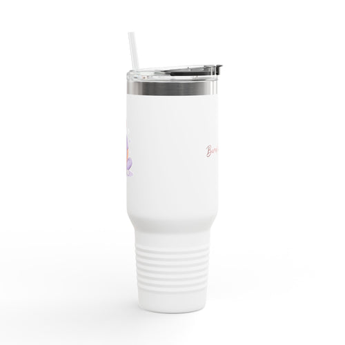 40oz Insulated Travel Mug – ‘Burnout’ Floral Thermal Tumbler