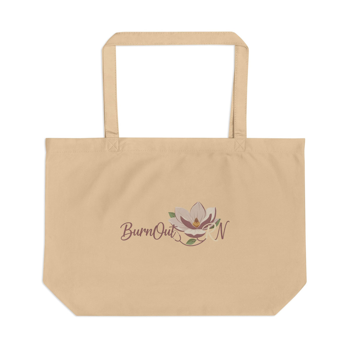 Large Eco Tote - 'I'm Fine.' Nurse Self-Care Canvas Tote with Lotus Burnout Design
